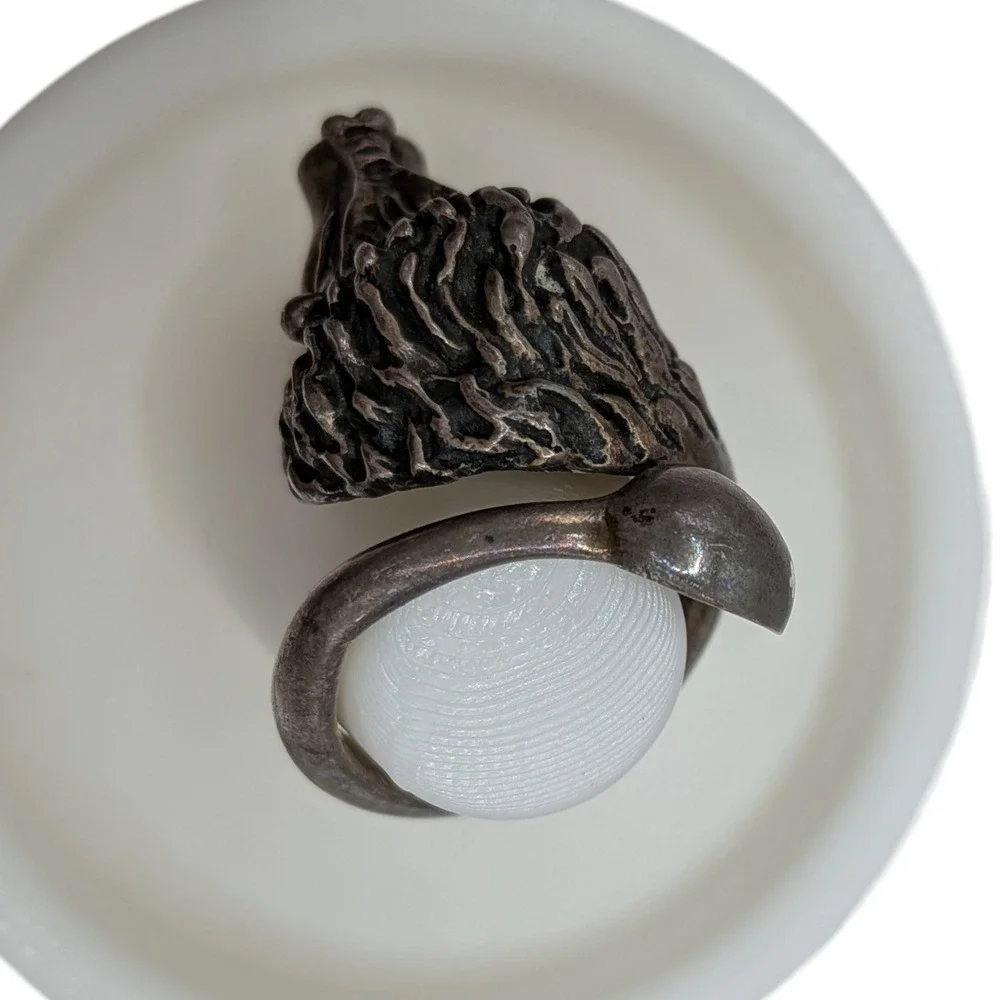 Vintage Mexico‎ Sterling Silver Lion Head Ring Adjustable Signed Mateo MCM